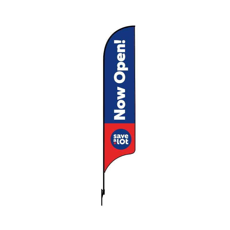 15' Save A Lot Double Sided Now Open Blue AdverSail Flag
