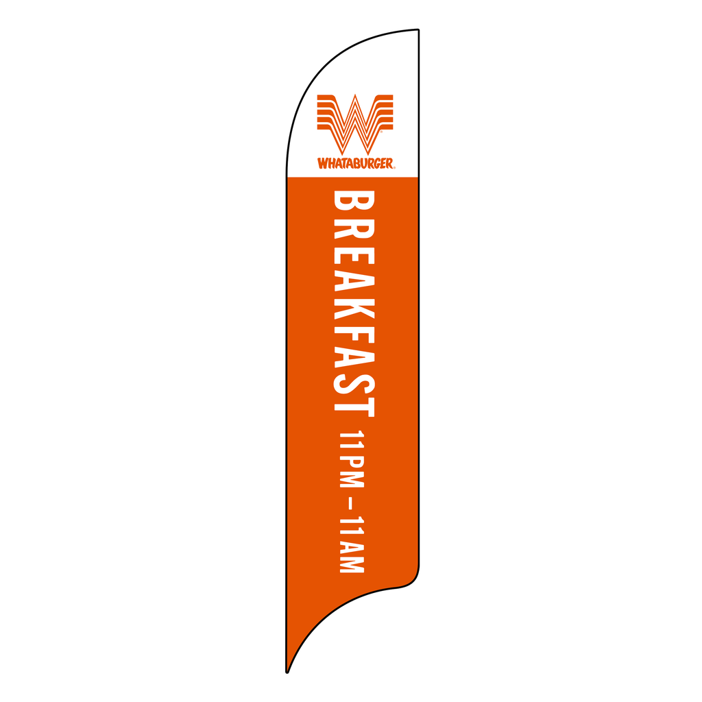 15' Whataburger Breakfast 11Pm To 11Am orange AdverSail Flag