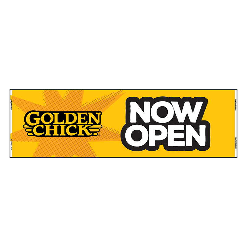 Golden Chick 3'x10' Vinyl Banner - Now Open