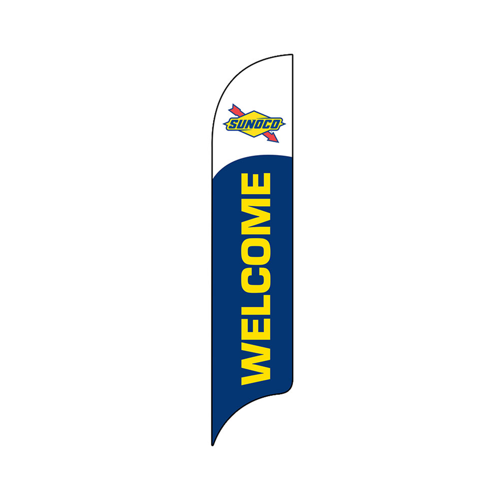 15' Sunoco Blue Welcome AdverSail Flag (with yellow text)