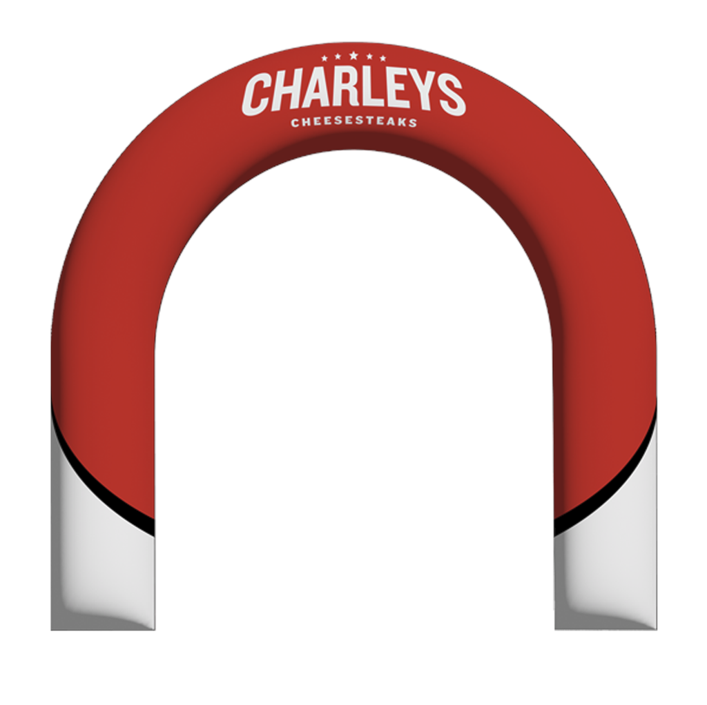 9’ x 11’ Charleys Red & White Logo Arch Inflatable Arch (includes internal blower & stake kit) 