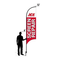 12' Ace Hardware Red Screen Repair AdverSail Flag