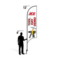 12' Ace Hardware White Tool Day Demo AdverSail Flag